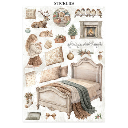 Stamperia Junk Journal - White Christmas - 21x29,7cm - Backgrounds - Sticker - Cut Outs