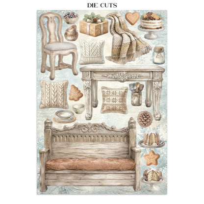 Stamperia Junk Journal - White Christmas - 21x29,7cm - Backgrounds - Sticker - Cut Outs