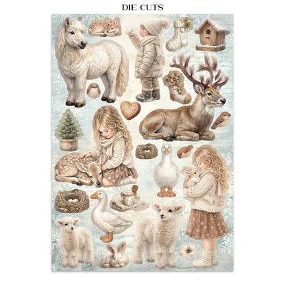 Stamperia Junk Journal - White Christmas - 21x29,7cm - Backgrounds - Sticker - Cut Outs