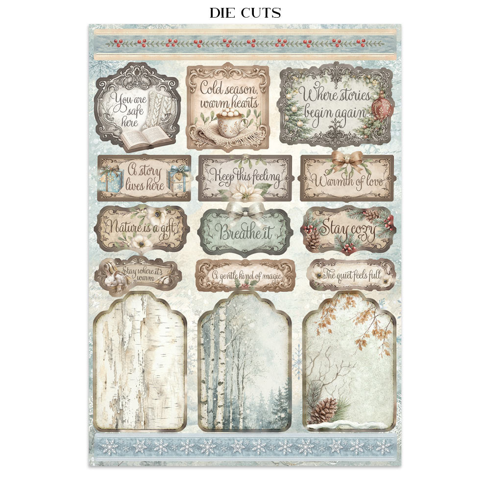 Stamperia Junk Journal - White Christmas - 21x29,7cm - Backgrounds - Sticker - Cut Outs