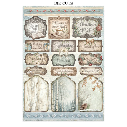 Stamperia Junk Journal - White Christmas - 21x29,7cm - Backgrounds - Sticker - Cut Outs