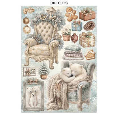 Stamperia Junk Journal - White Christmas - 21x29,7cm - Backgrounds - Sticker - Cut Outs