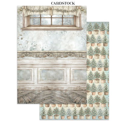 Stamperia Junk Journal - White Christmas - 21x29,7cm - Backgrounds - Sticker - Cut Outs