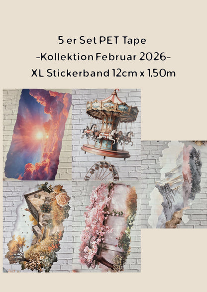 PET Tape 5er Set XL Stickerbänder Bundle 12cm x 1,50m -Kollektion Februar 2026-