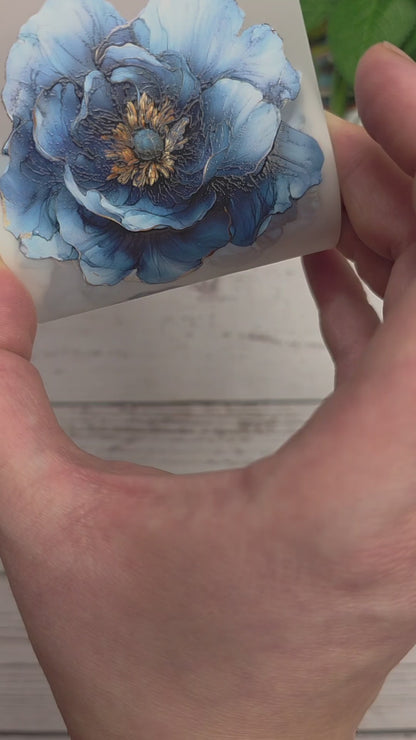 PET Tape 3D Stickerband Flowers petrol 7cm x 1,50m