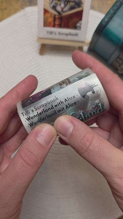 PET Tape Stickerband Wunderland mit Alice 7cm x 1,50m