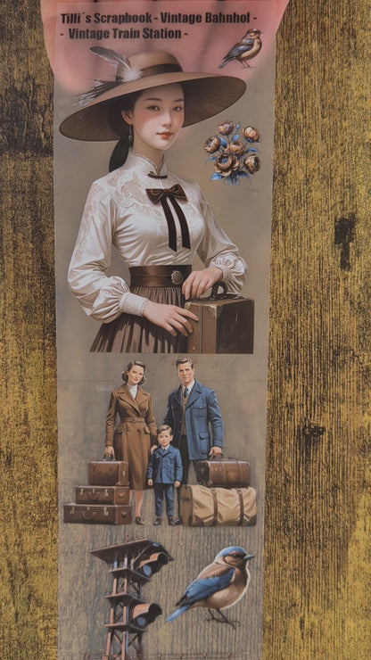 PET Tape Stickerband Vintage Bahnhof / Train Station 7cm x 1,50m