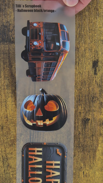 PET Tape Stickerband Halloween black/orange 7cm x 1,50m