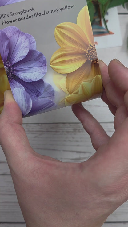 PET Tape Stickerband Flower border lilac/sunny yellow 7cm x 1,50m