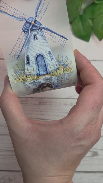 PET Tape 3D Stickerband Blue windmills 7cm x 1,50m