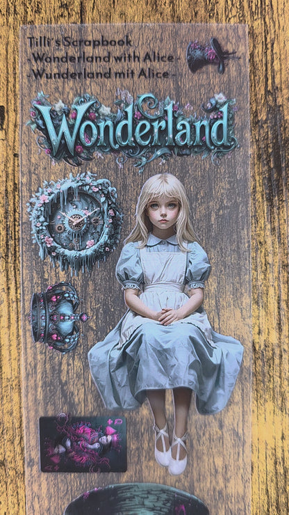 PET Tape Stickerband Wunderland mit Alice 7cm x 1,50m